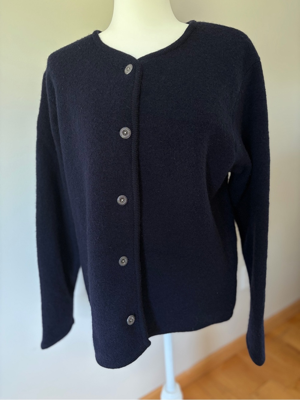 Eagle’s Eye Classic Navy Button-Front Wool Sweater Women's XL timeless cardigan